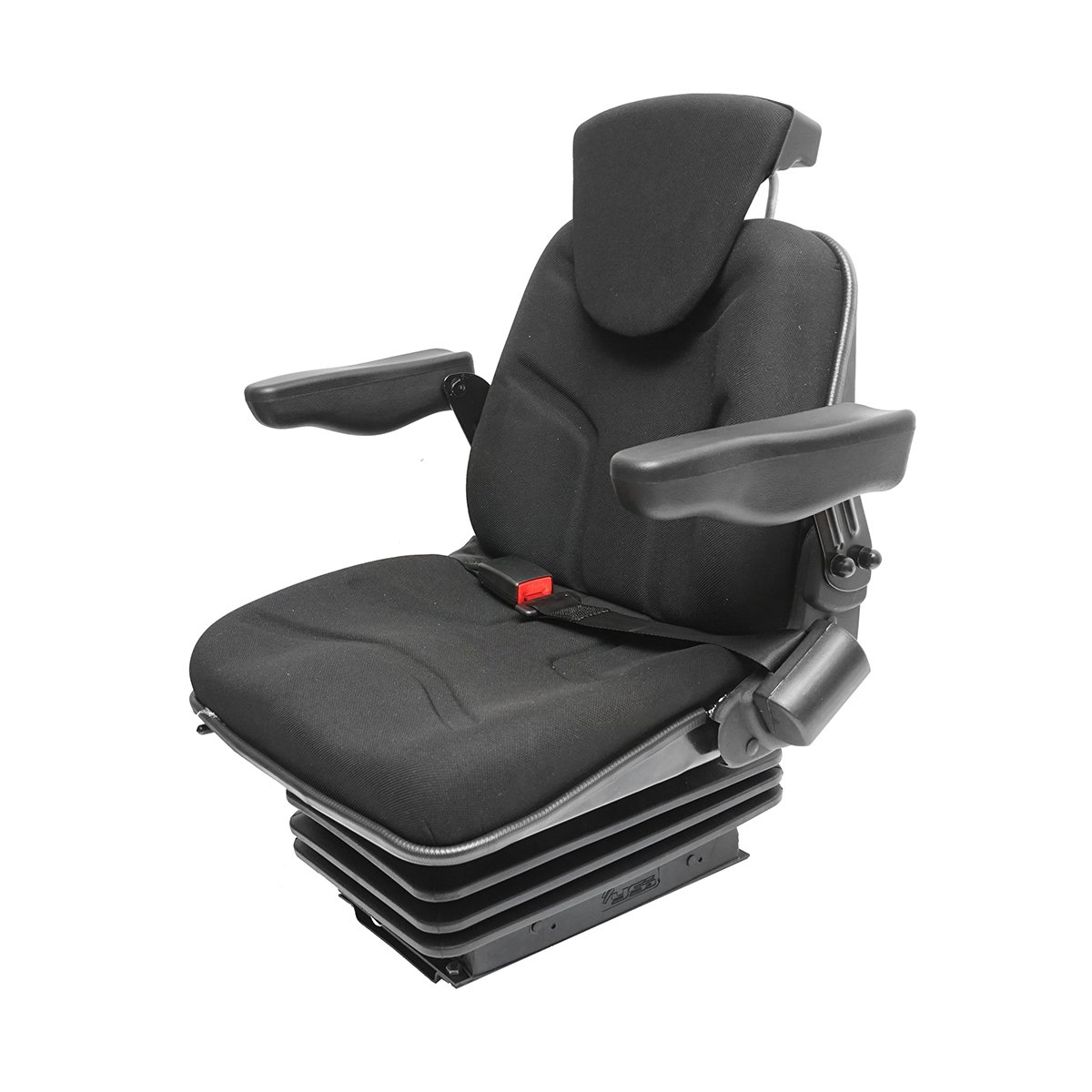 Scaun pentru tractor negru, reglabil cu cotiera, tetiera, centura si suspensie mecanica, latime sezut 455mm
